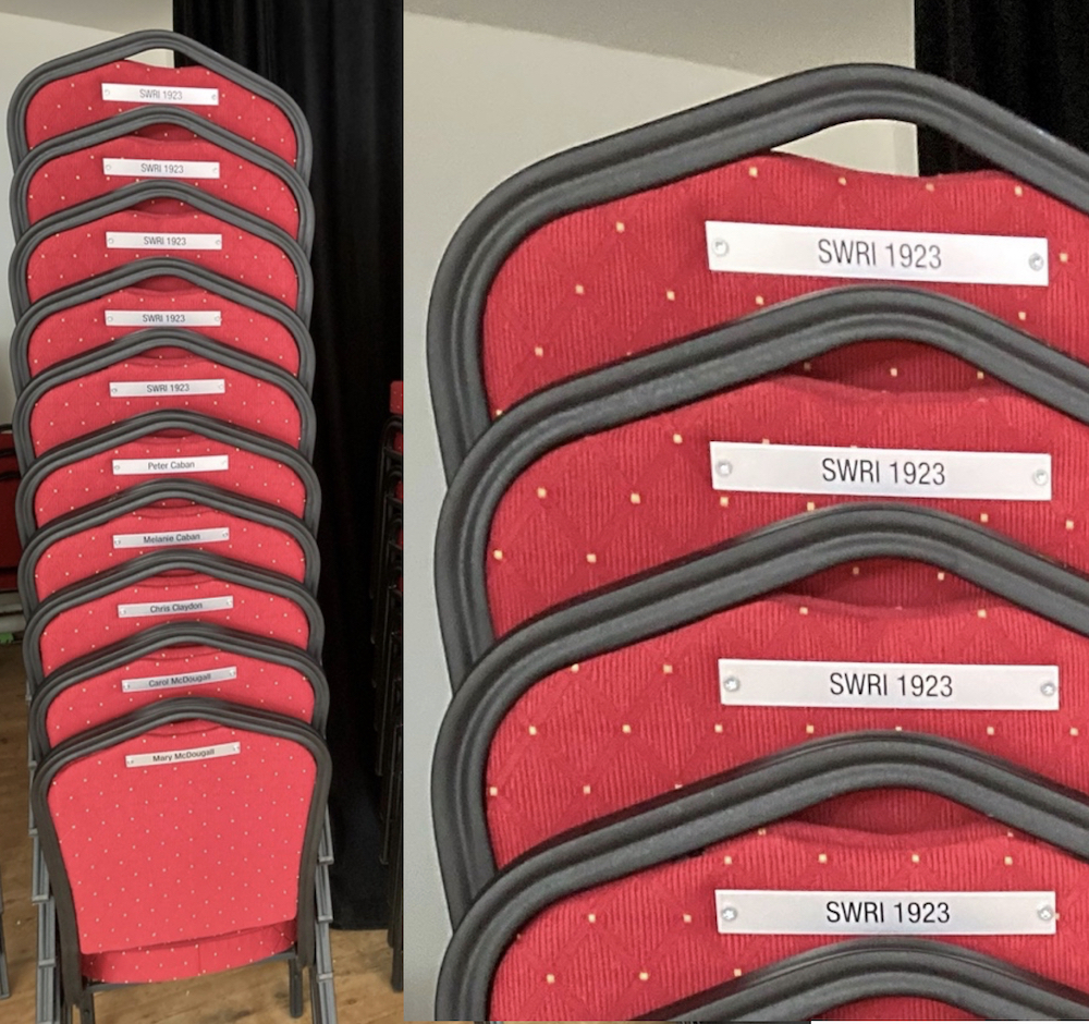 Kent label printers for printed chair plaques.