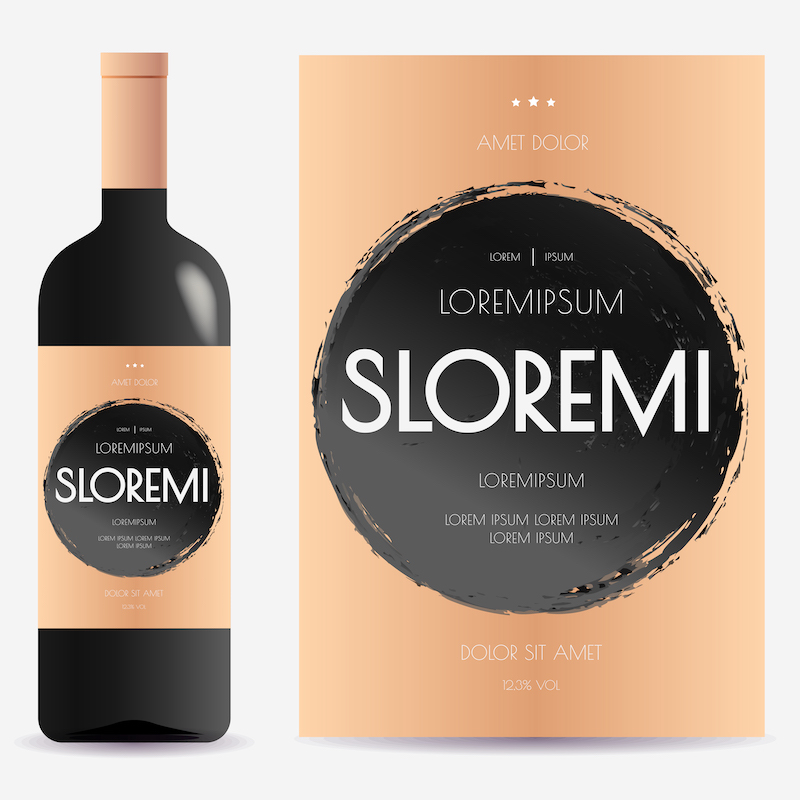 Product label printing for wine bottles.