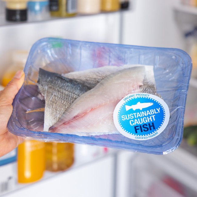 Waterproof stickers for food products being stored in fridges.