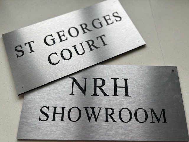 Laser engraved sign close up