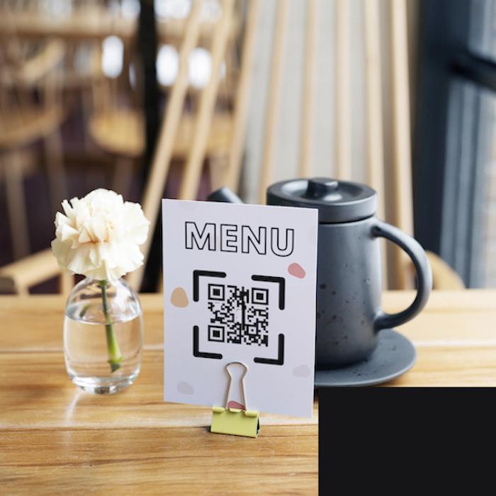 QR code labels are perfect for cafes and takeaways so as customers can just scan the code and get the menu.