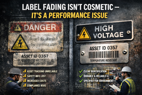 Faded label showing print degradation
