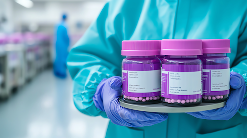 Pharmaceutical bottle labels for vitamins.