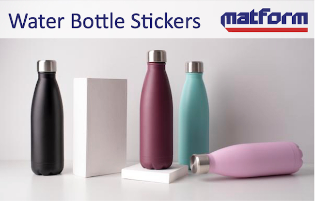Water bottle stickers. Suppliers of water bottles and promotional branded water bottles.